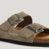 Suede Sandals with Double Buckle
