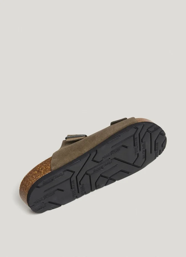 Suede Sandals with Double Buckle Suede Sandals with Double Buckle