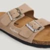 Suede Sandals with Double Buckle