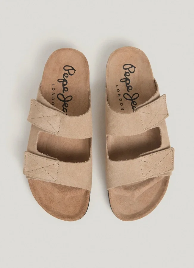 Suede Sandals with Double Velcro Closure Suede Sandals with Double Velcro Closure