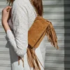 Suede Shoulder Bag with Fringes Suede Shoulder Bag with Fringes