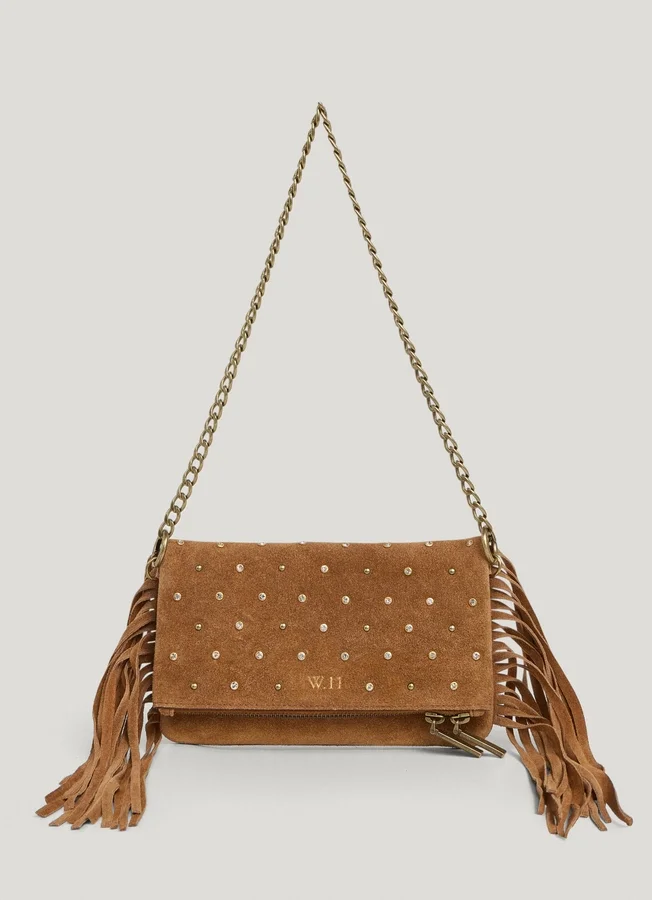 Suede Shoulder Bag with Fringes Suede Shoulder Bag with Fringes