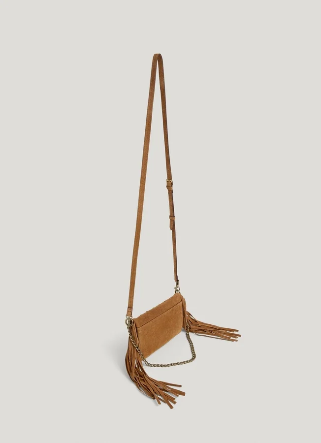 Suede Shoulder Bag with Fringes Suede Shoulder Bag with Fringes