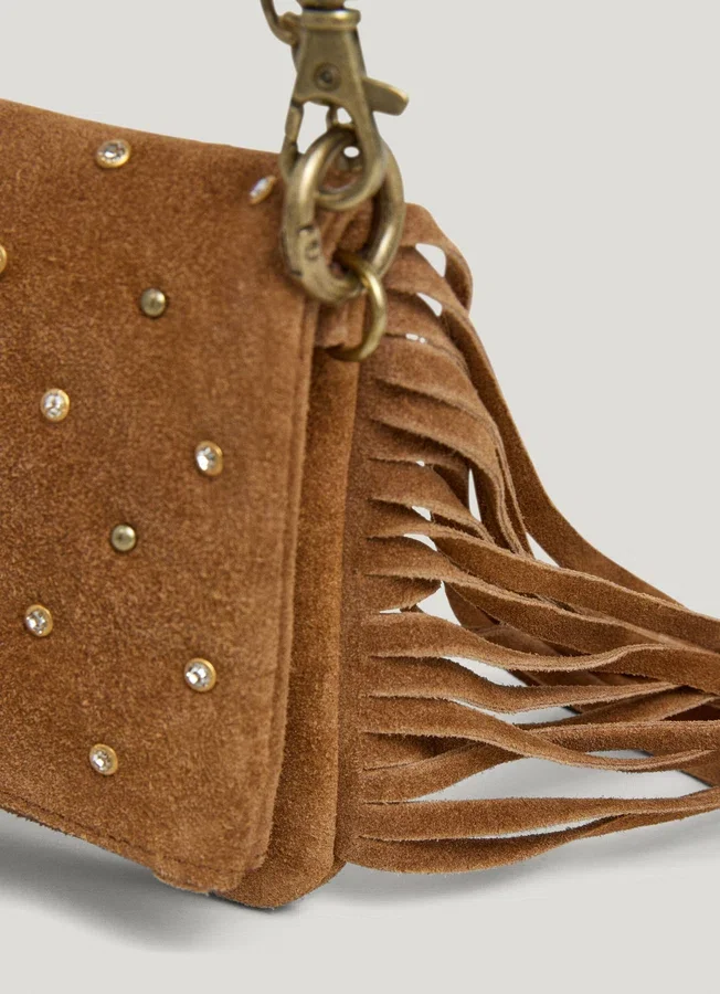 Suede Shoulder Bag with Fringes Suede Shoulder Bag with Fringes