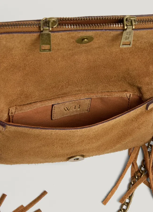 Suede Shoulder Bag with Fringes Suede Shoulder Bag with Fringes