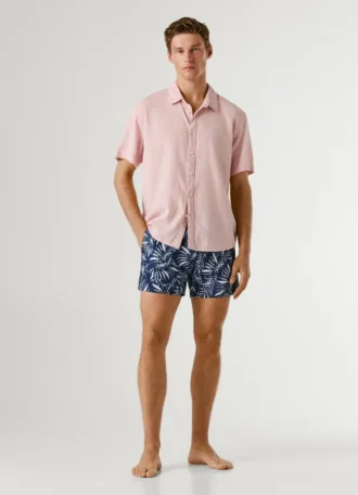 Swim Shorts with Leaf Print