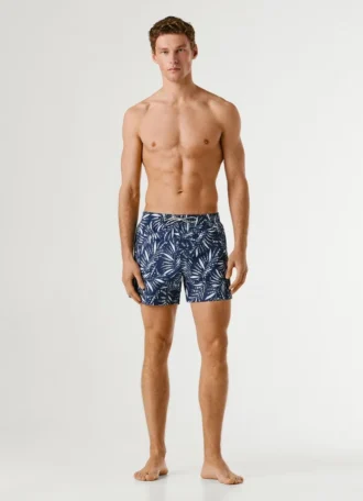 Swim Shorts with Leaf Print