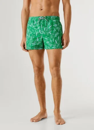 Swim Shorts with Leaf Print