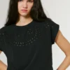 T-Shirt with Openwork Floral Details