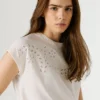 T-Shirt with Openwork Floral Details