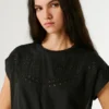 T-Shirt with Openwork Floral Details