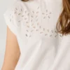 T-Shirt with Openwork Floral Details
