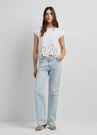 T-Shirt with Openwork Flowers