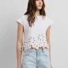 T-Shirt with Openwork Flowers