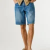 Taper Fit Denim Bermuda Shorts