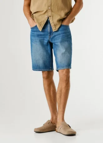 Taper Fit Denim Bermuda Shorts