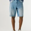 Taper Fit Denim Bermuda Shorts