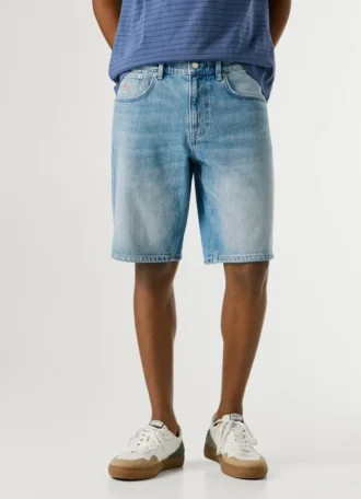 Taper Fit Denim Bermuda Shorts