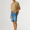 Taper Fit Denim Bermuda Shorts