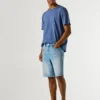 Taper Fit Denim Bermuda Shorts