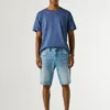 Taper Fit Denim Bermuda Shorts