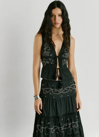 Top with Embroidered Details