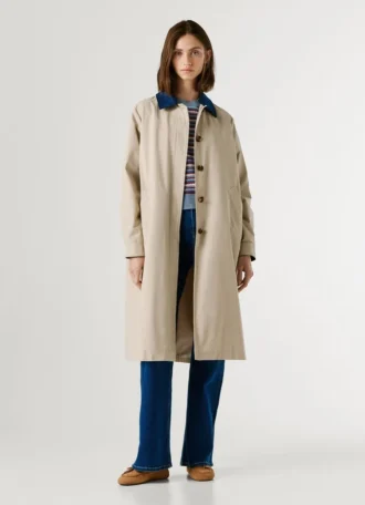 Trench Coat with Shirt Collar