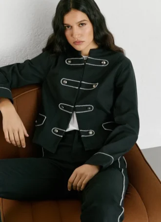 Twill Jacket with Mao Collar