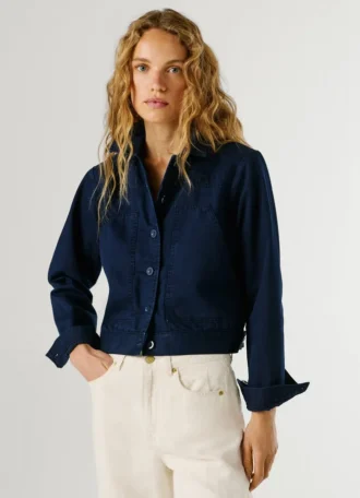 Twill Jacket with Shirt Collar