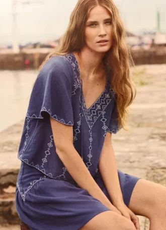 V-Neck Blouse with Embroidered Details