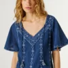 V-Neck Blouse with Embroidered Details