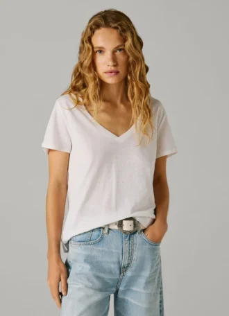 V-Neck Embroidered Logo T-Shirt