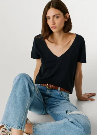 V-Neck Embroidered Logo T-Shirt