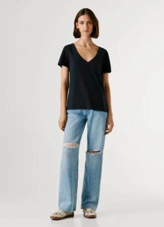 V-Neck Embroidered Logo T-Shirt