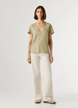 V-Neck Embroidered Logo T-Shirt