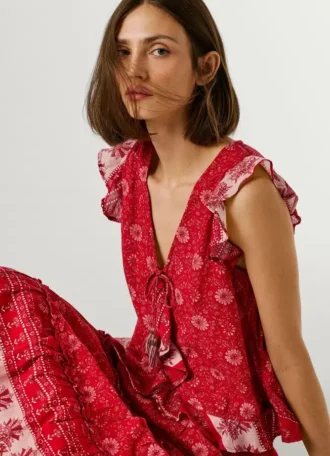 V-Neck Floral Print Top