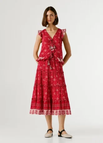 V-Neck Floral Print Top