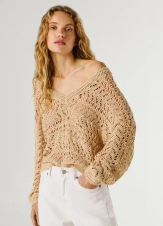 V-Neck Openwork Jumper