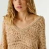 V-Neck Openwork Jumper