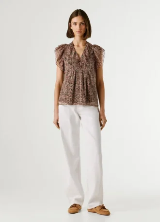 V-Neck Ruffle Blouse