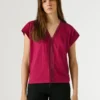 V-Neck T-Shirt with Openwork Details V-Neck T-Shirt with Openwork Details