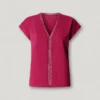 V-Neck T-Shirt with Openwork Details V-Neck T-Shirt with Openwork Details