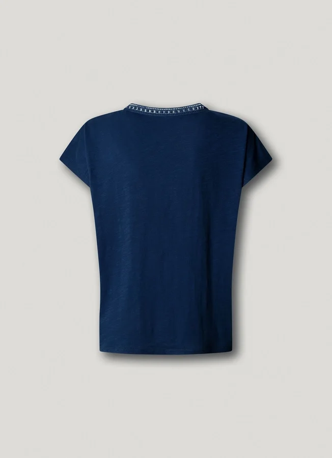 V-Neck T-Shirt with Openwork Details V-Neck T-Shirt with Openwork Details