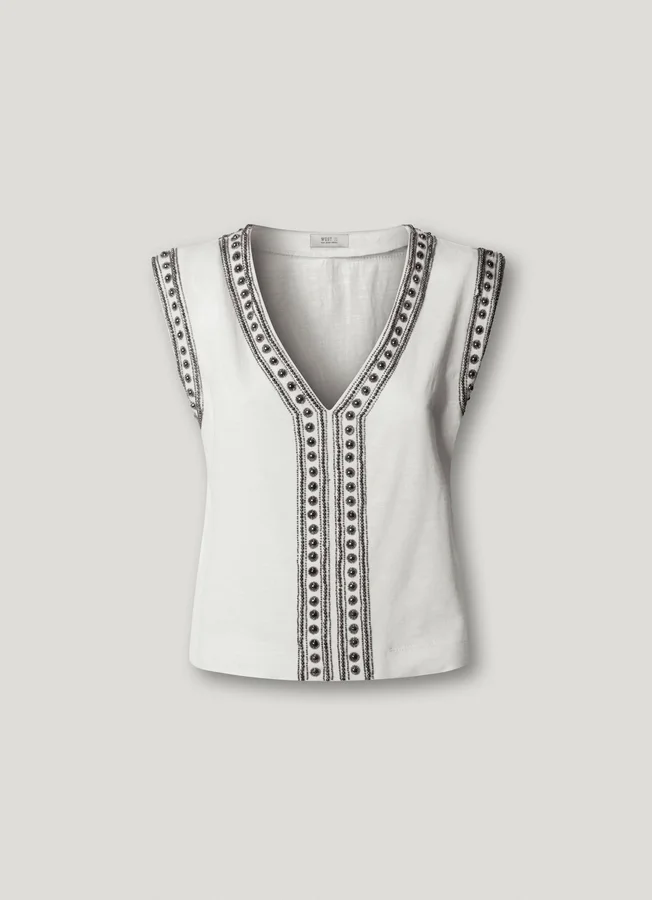 V-Neck T-Shirt with Studs V-Neck T-Shirt with Studs