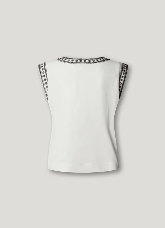 V-Neck T-Shirt with Studs V-Neck T-Shirt with Studs