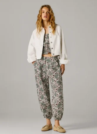 Wide Leg Floral Print Trousers