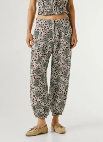 Wide Leg Floral Print Trousers