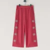 Wide Trousers with Floral Embroidery