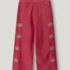 Wide Trousers with Floral Embroidery