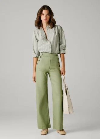 Wide Trousers with Front Buttons